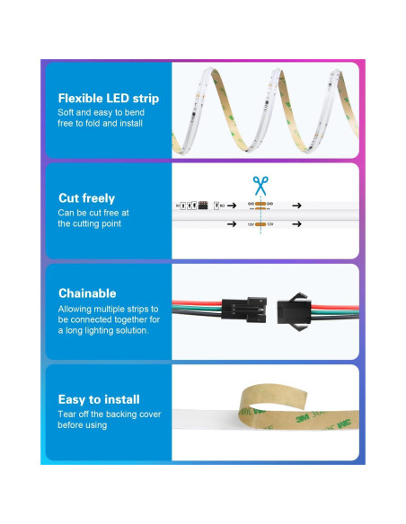 Tira LED COB 5m ALITOVE WS2811 RGB Direccionable 2160 LEDs