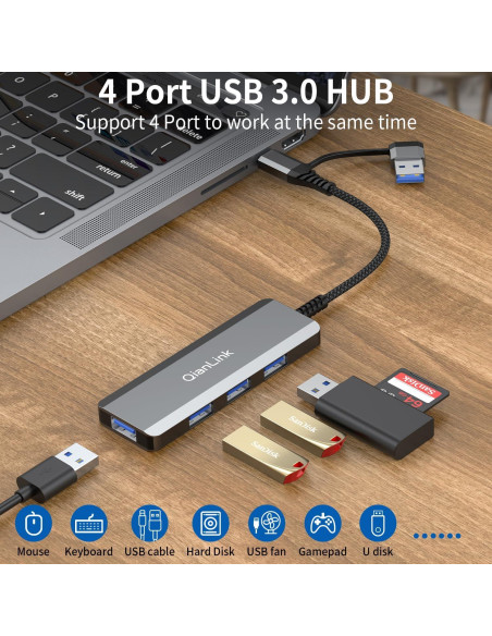 Hub USB C a USB 3.0 QianLink 4 Puertos Alta Velocidad