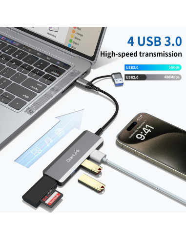 Hub USB C a USB 3.0 QianLink 4 Puertos Alta Velocidad