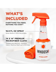 Limpiador de Pantallas WHOOSH! Pro 500 ml con Paño Microfibra 2