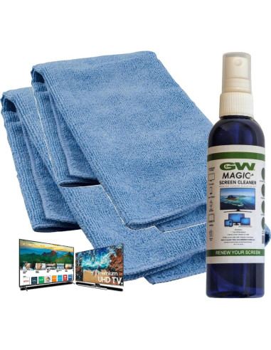 Kit Limpiador de Pantallas Mágico Deluxe GW 118ml + 2 Paños 30x30cm