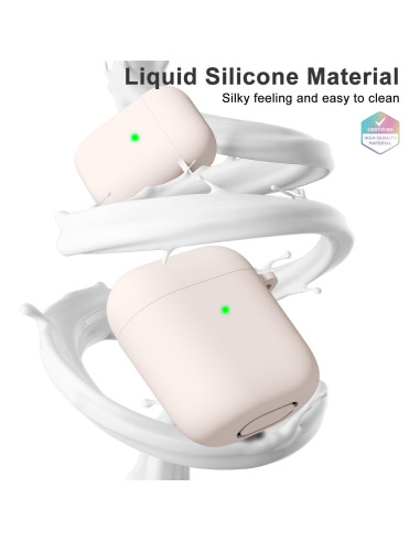 Funda de Silicona Oakxco para Airpods 1/2 Gen Beige