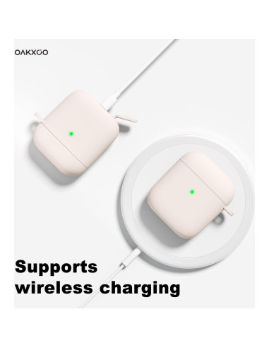 Funda de Silicona Oakxco para Airpods 1/2 Gen Beige