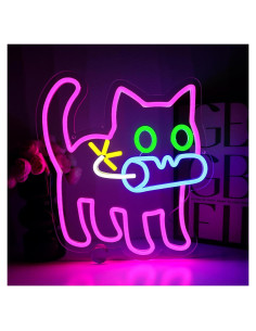 Cartel Neón LED Gato Bomba PMCVYH 33.5x32 cm USB Ajustable
