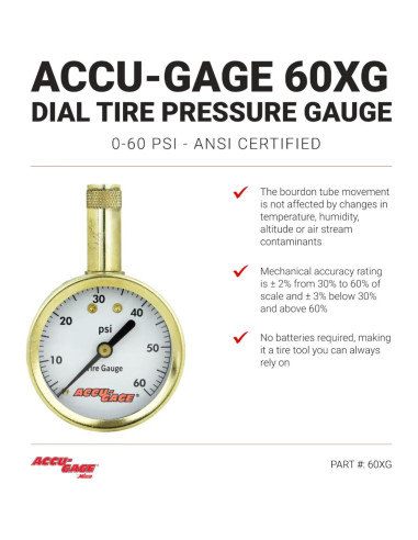 Medidor de Presión de Neumáticos Accu-Gage Milton 0-60 PSI