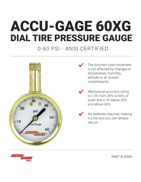 Medidor de Presión de Neumáticos Accu-Gage Milton 0-60 PSI