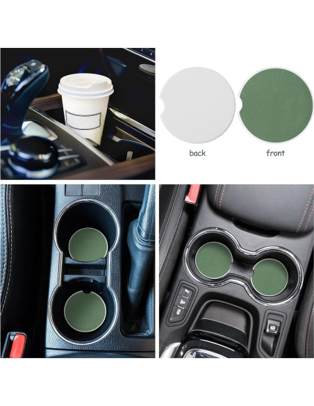 Accesorios para Automóvil BBTO: Funda de Volante, Posavasos y Adorno Colgante Verde Salvia