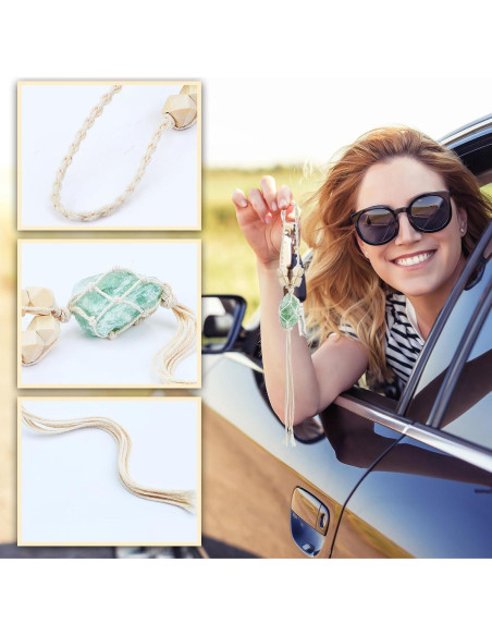 Accesorios para Automóvil BBTO: Funda de Volante, Posavasos y Adorno Colgante Verde Salvia