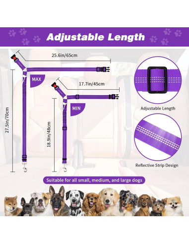 Cinturón de Seguridad para Perros BWOGUE Ajustable 2 Piezas