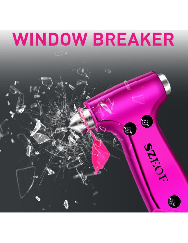 Martillo de Seguridad SZEOF 2PCS Rosa con Cortador y Rompedor