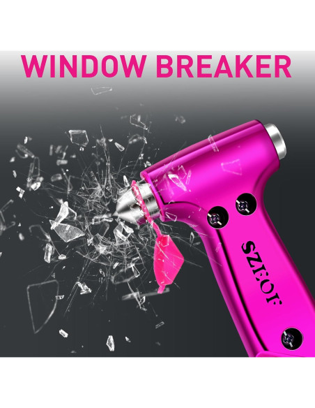 Martillo de Seguridad SZEOF 2PCS Rosa con Cortador y Rompedor