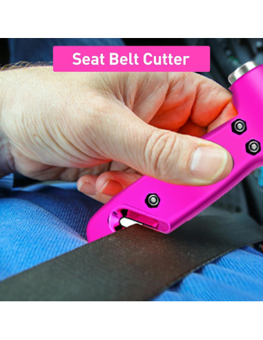 Martillo de Seguridad SZEOF 2PCS Rosa con Cortador y Rompedor