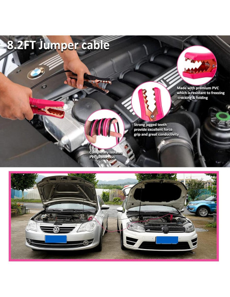 Kit de Emergencia en Carretera Rosa HLWDFLZ con Cables y Herramientas