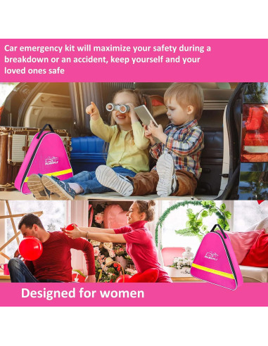Kit de Emergencia en Carretera Rosa HLWDFLZ con Cables y Herramientas
