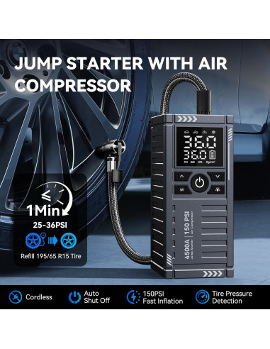 Arrancador de Batería KOLTGOO XM-1001 con Compresor 4500A