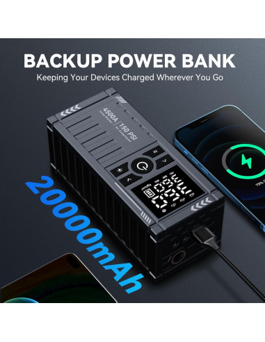 Arrancador de Batería KOLTGOO XM-1001 con Compresor 4500A