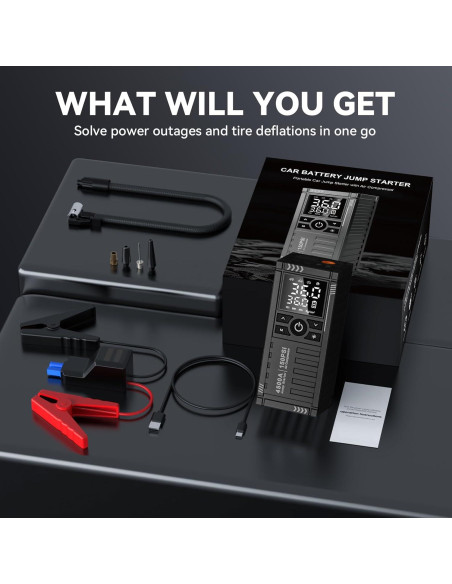 Arrancador de Batería KOLTGOO XM-1001 con Compresor 4500A