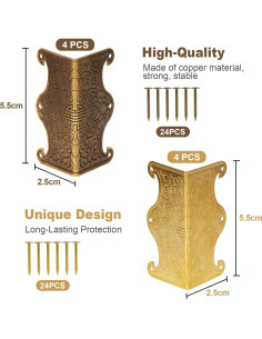 4 Protectores de Esquinas de Cobre RFORPLY Vintage Bronce 2