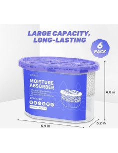 CLEVAST Cajas Deshumidificadoras 280g, Paquete de 6, Sin Fragancia 2