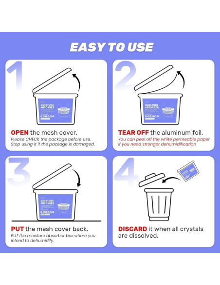 CLEVAST Cajas Deshumidificadoras 280g, Paquete de 6, Sin Fragancia