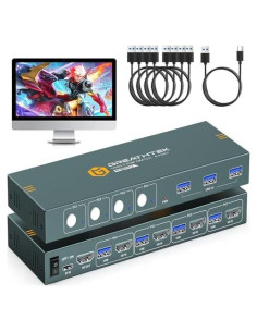 Interruptor KVM USB 3.0 4 Puertos HDMI 4K 60Hz GREATHTEK