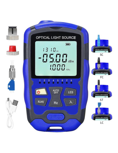 Fuente de luz de fibra óptica A-MC1315 con probador RJ45