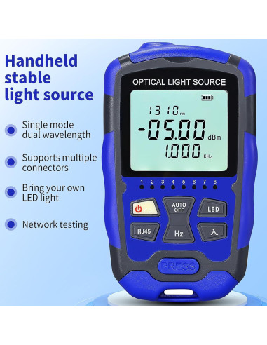 Fuente de luz de fibra óptica A-MC1315 con probador RJ45