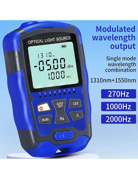 Fuente de luz de fibra óptica A-MC1315 con probador RJ45