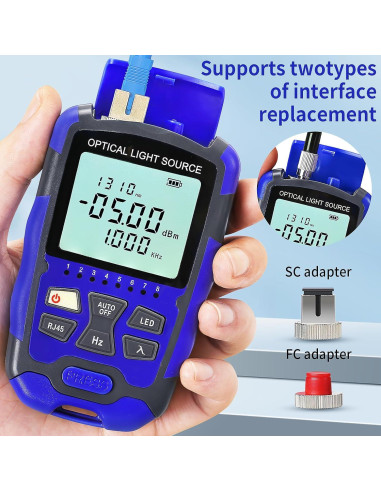 Fuente de luz de fibra óptica A-MC1315 con probador RJ45
