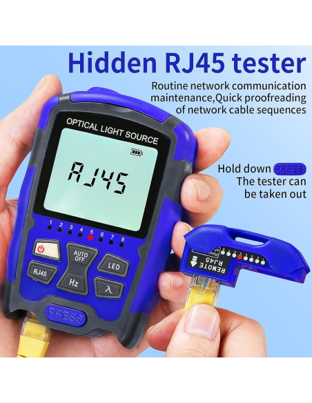 Fuente de luz de fibra óptica A-MC1315 con probador RJ45