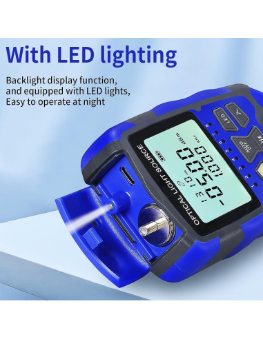 Fuente de luz de fibra óptica A-MC1315 con probador RJ45