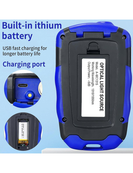 Fuente de luz de fibra óptica A-MC1315 con probador RJ45