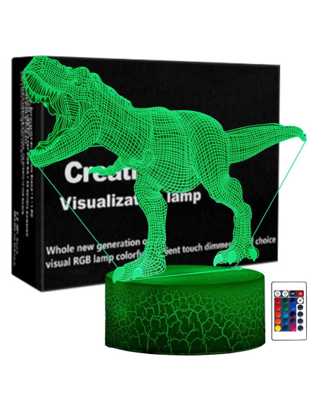 Luz Nocturna 3D T-Rex LED con Sensor Táctil y 7 Colores Luz Nocturna 3D T-Rex LED con Sensor Táctil y 7 Colores