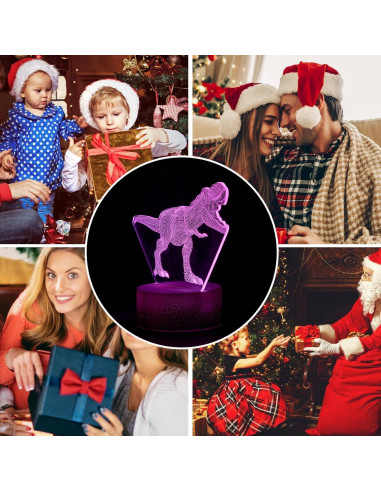 Luz Nocturna 3D T-Rex LED con Sensor Táctil y 7 Colores