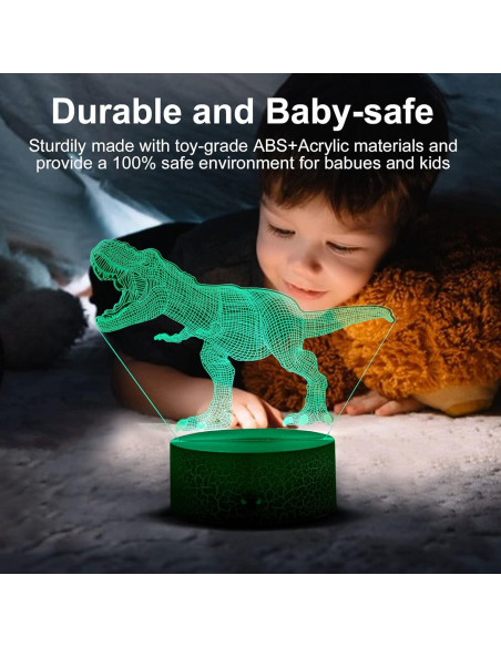 Luz Nocturna 3D T-Rex LED con Sensor Táctil y 7 Colores Luz Nocturna 3D T-Rex LED con Sensor Táctil y 7 Colores