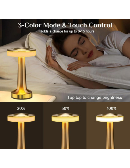 Lámpara de Mesa LED Portátil Larekook con Sensor Táctil 3 Niveles Lámpara de Mesa LED Portátil Larekook con Sensor Táctil 3 Niveles