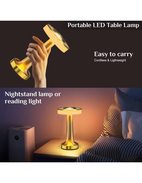 Lámpara de Mesa LED Portátil Larekook con Sensor Táctil 3 Niveles Lámpara de Mesa LED Portátil Larekook con Sensor Táctil 3 Niveles