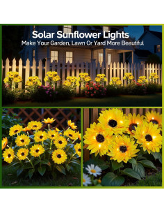 Luces Solares de Girasol AHAORIGIN - Paquete de 3, IP65 2