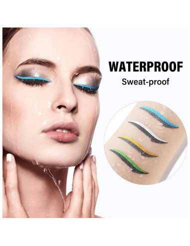 Pegatinas de Eyeliner Brillantes GEUUFEA - Maquillaje Impermeable