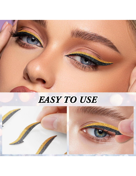 Pegatinas de Eyeliner Brillantes GEUUFEA - Maquillaje Impermeable