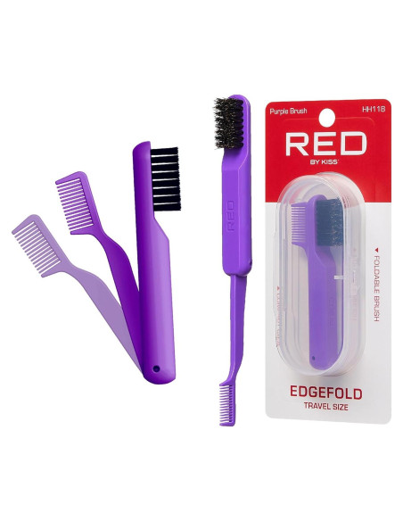 Peine Plegable 2-en-1 Red by Kiss con Cepillo de Bordes