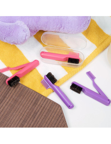 Peine Plegable 2-en-1 Red by Kiss con Cepillo de Bordes