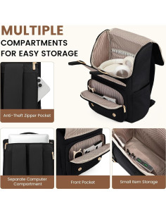 Mochila LOVEVOOK para Mujeres 15.6" Negra - Viaje y Escuela 2