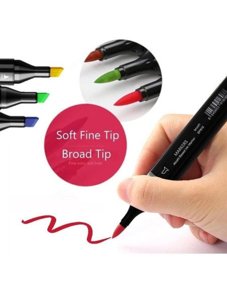 Paquete de 6 Marcadores Grises Arhomet Doble Punta Fina y Pincel