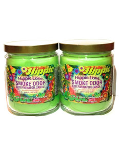 Juego de 2 Velas Exterminadoras de Olores Amor Hippie 13 oz