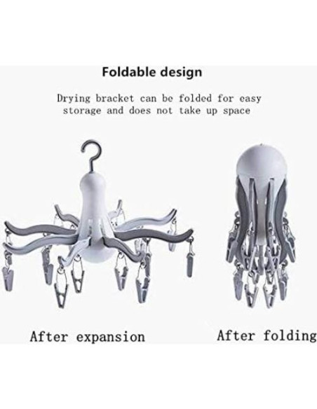 Perchero Plegable XIZHI con 16 Clips para Secar Ropa Gris Perchero Plegable XIZHI con 16 Clips para Secar Ropa Gris