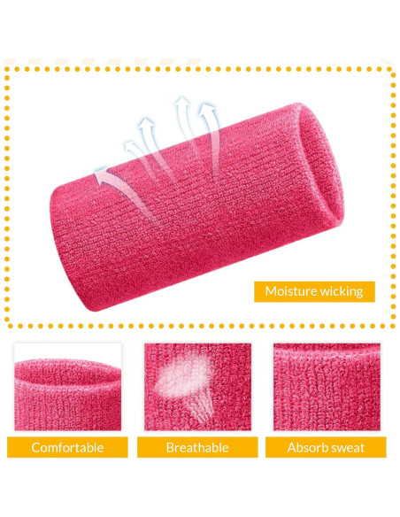 Bandas de Sudor de Algodón Lenwen 20 Pcs 15x8 cm Neón