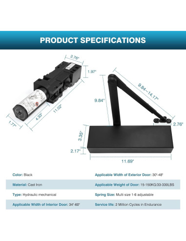 Cerradura Automática IRONWALLS Alta Resistencia Negra 150kg