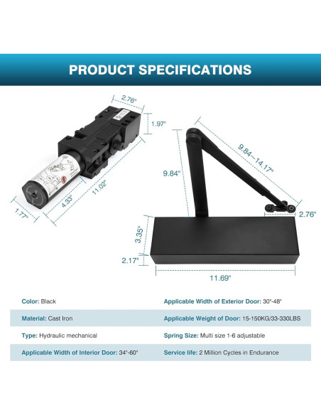 Cerradura Automática IRONWALLS Alta Resistencia Negra 150kg