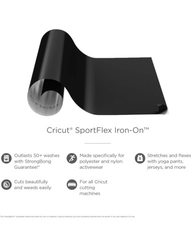 Cricut Sportflex Plancha Termoadhesiva Negra - 2 Rollos 30.48x61 cm